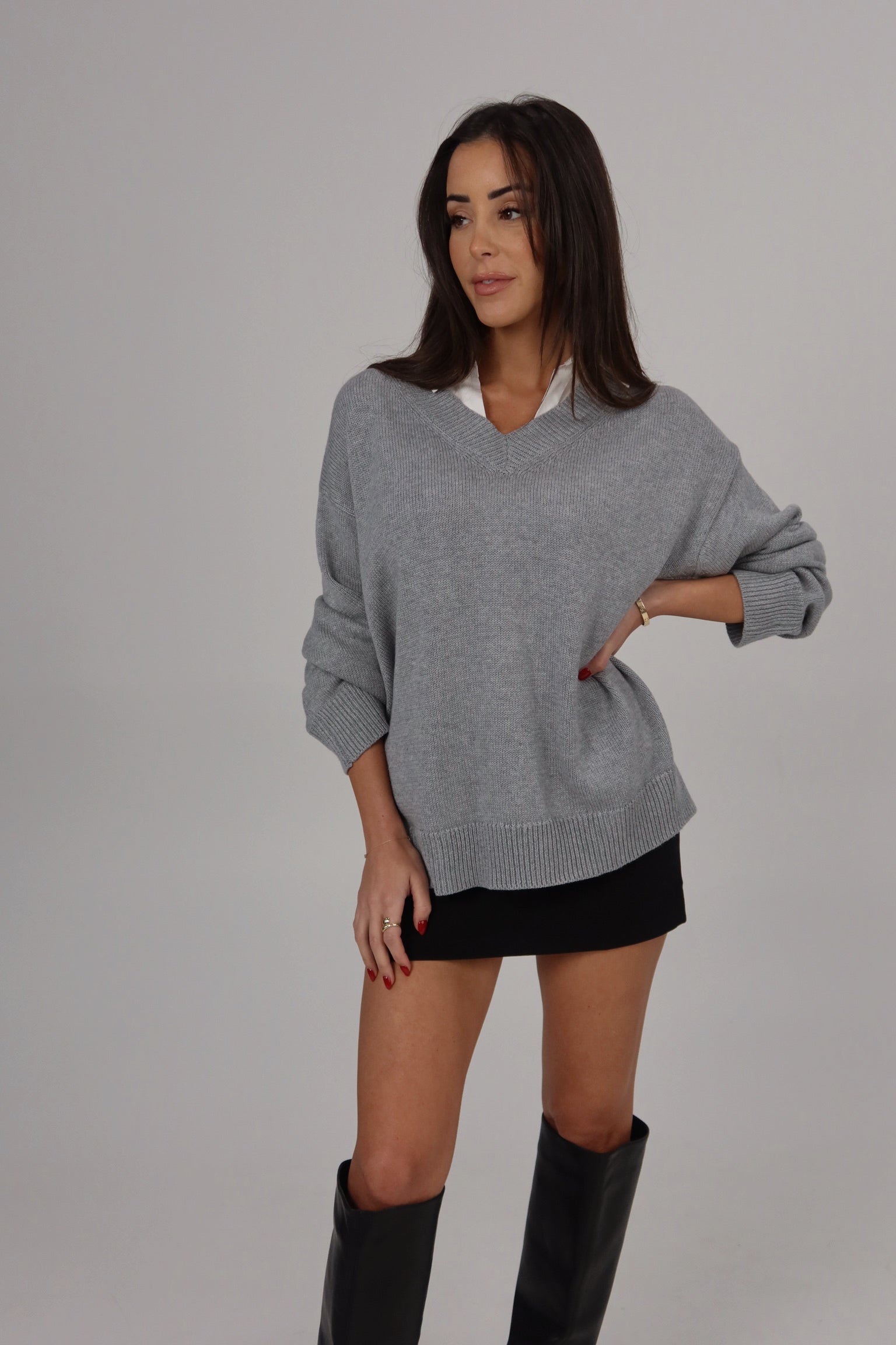 Poplin Collar Oversized Sweater