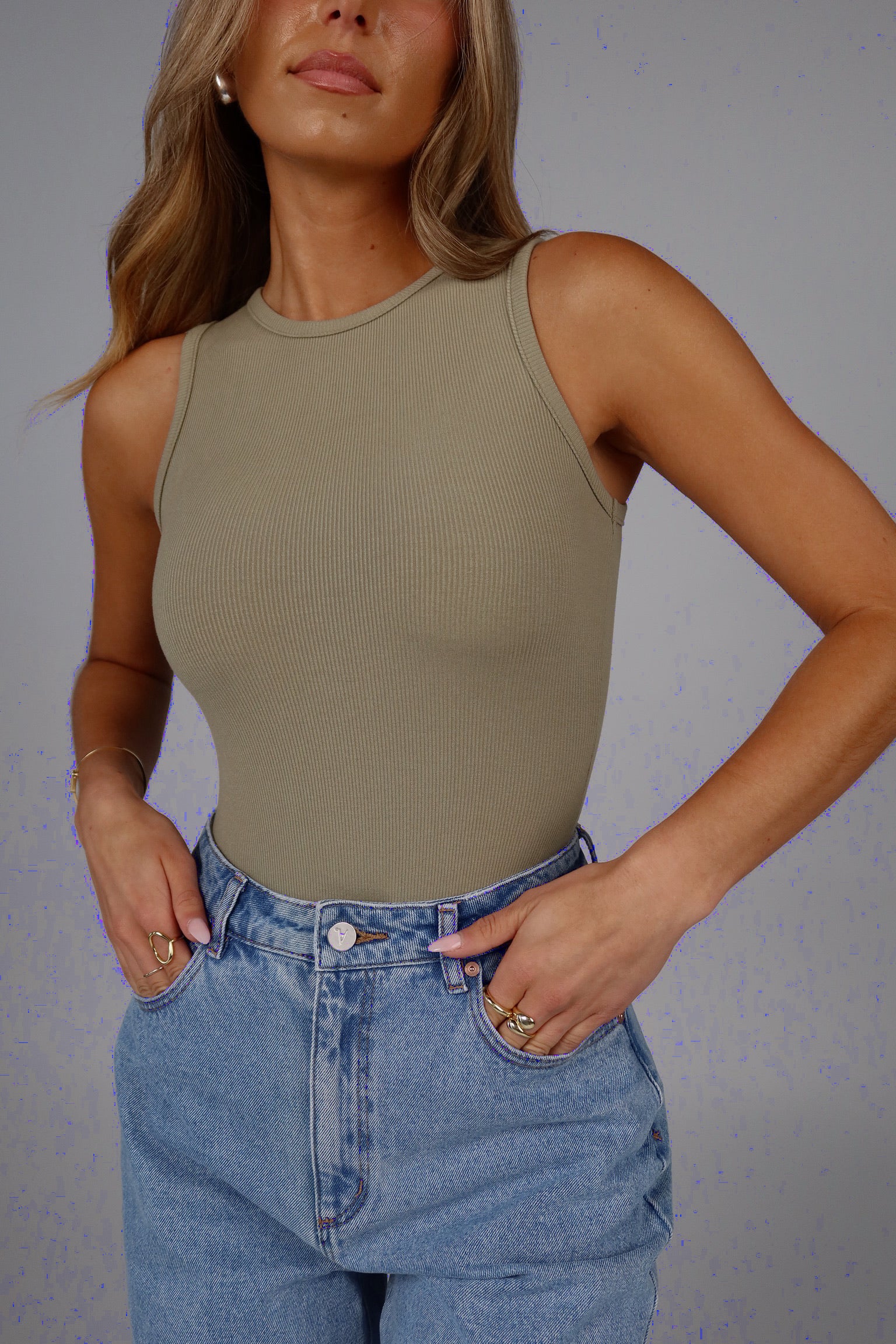 Olive Roundneck Bodysuit