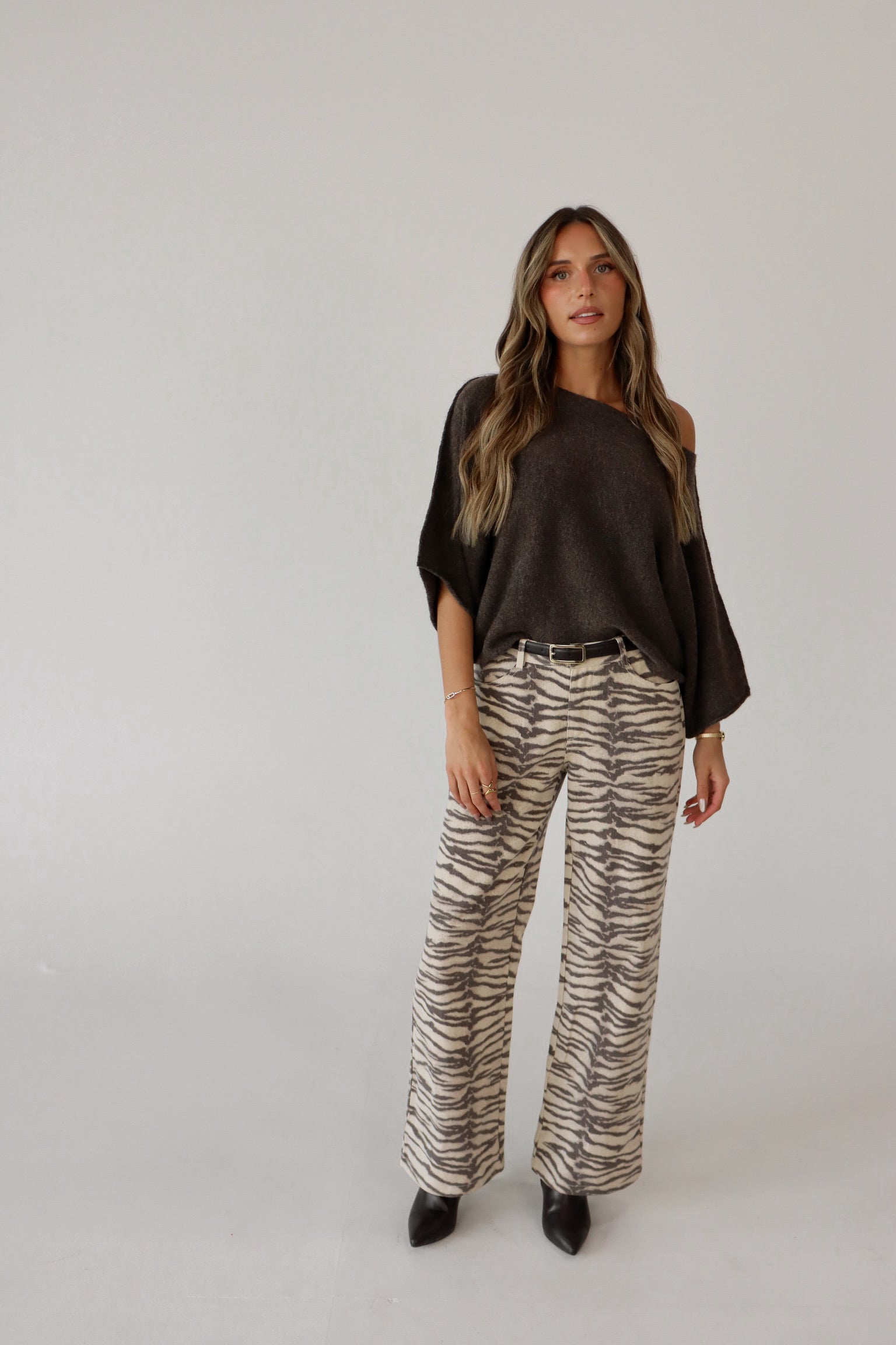 Tiger Print Barrel Jean