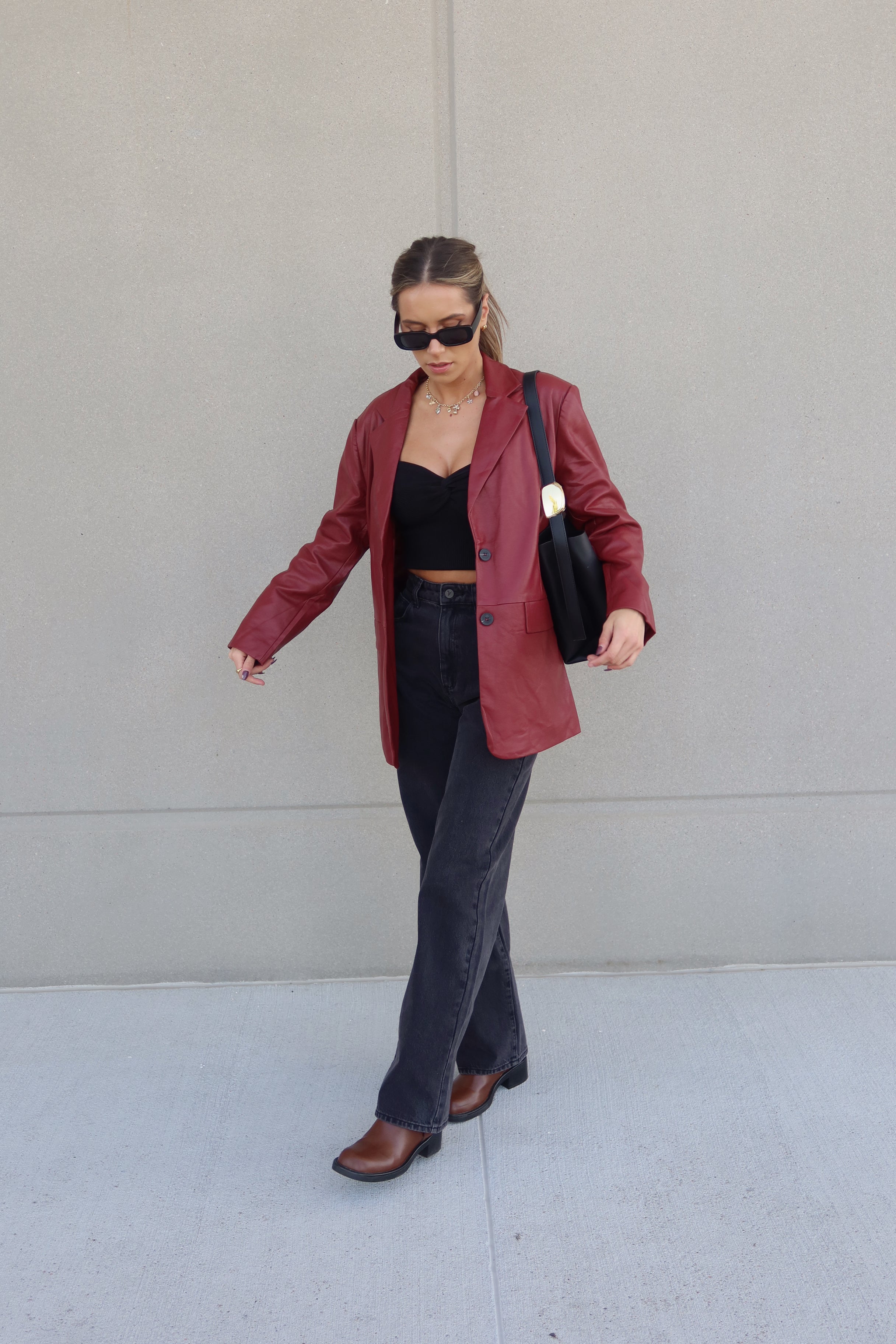 Gianna Boxy Pleather Blazer