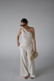 Inez Linen One Shoulder Top