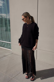 Esme Black Lace Maxi Skirt