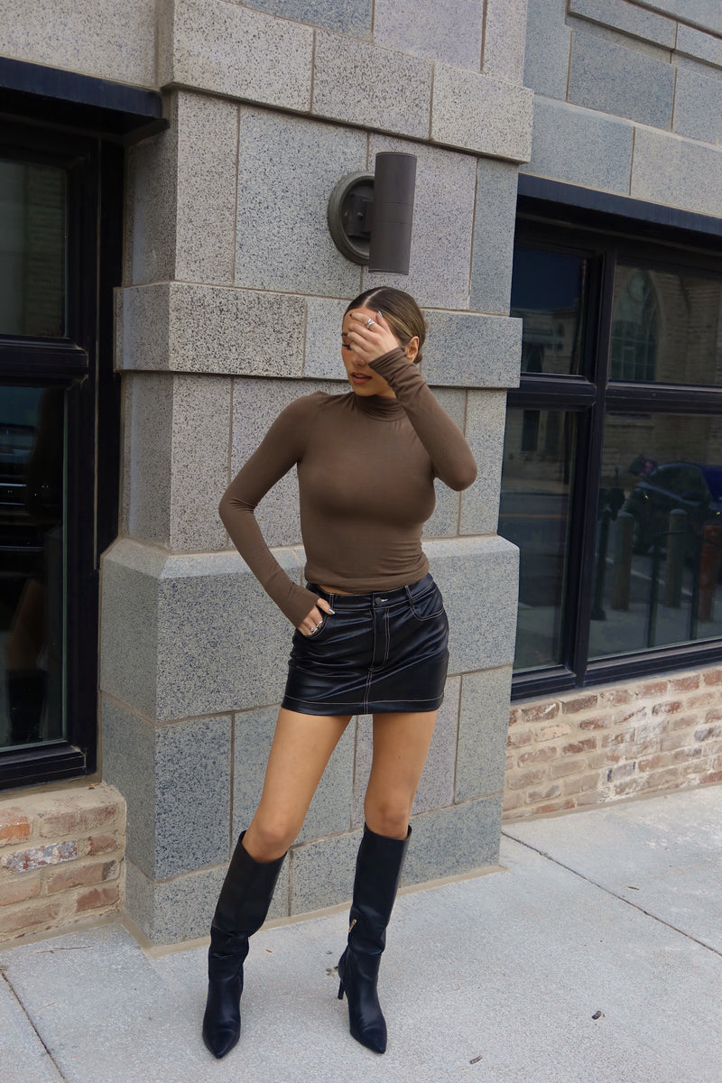 Ana Black Leather Mini Skirt