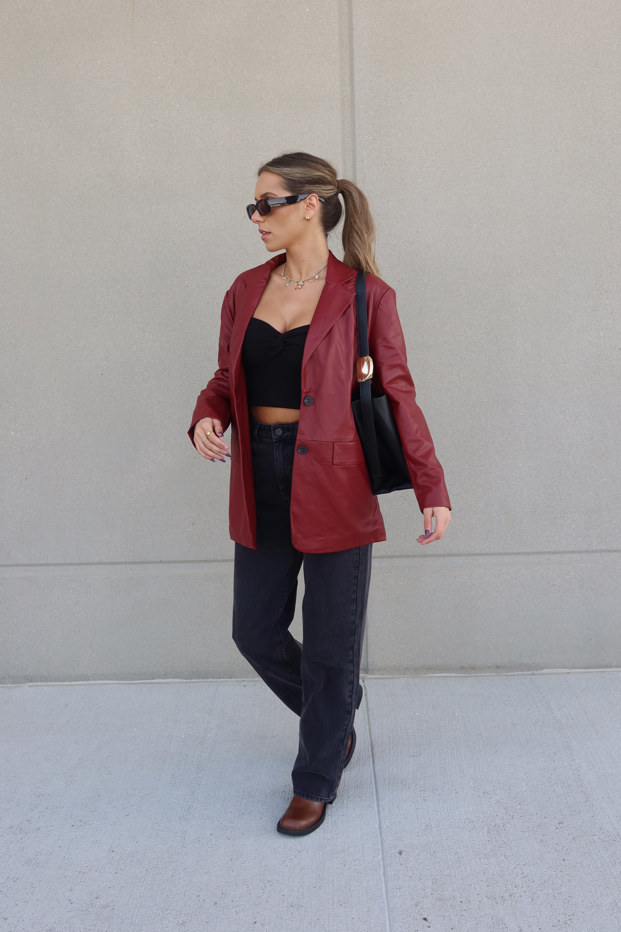 Gianna Boxy Pleather Blazer