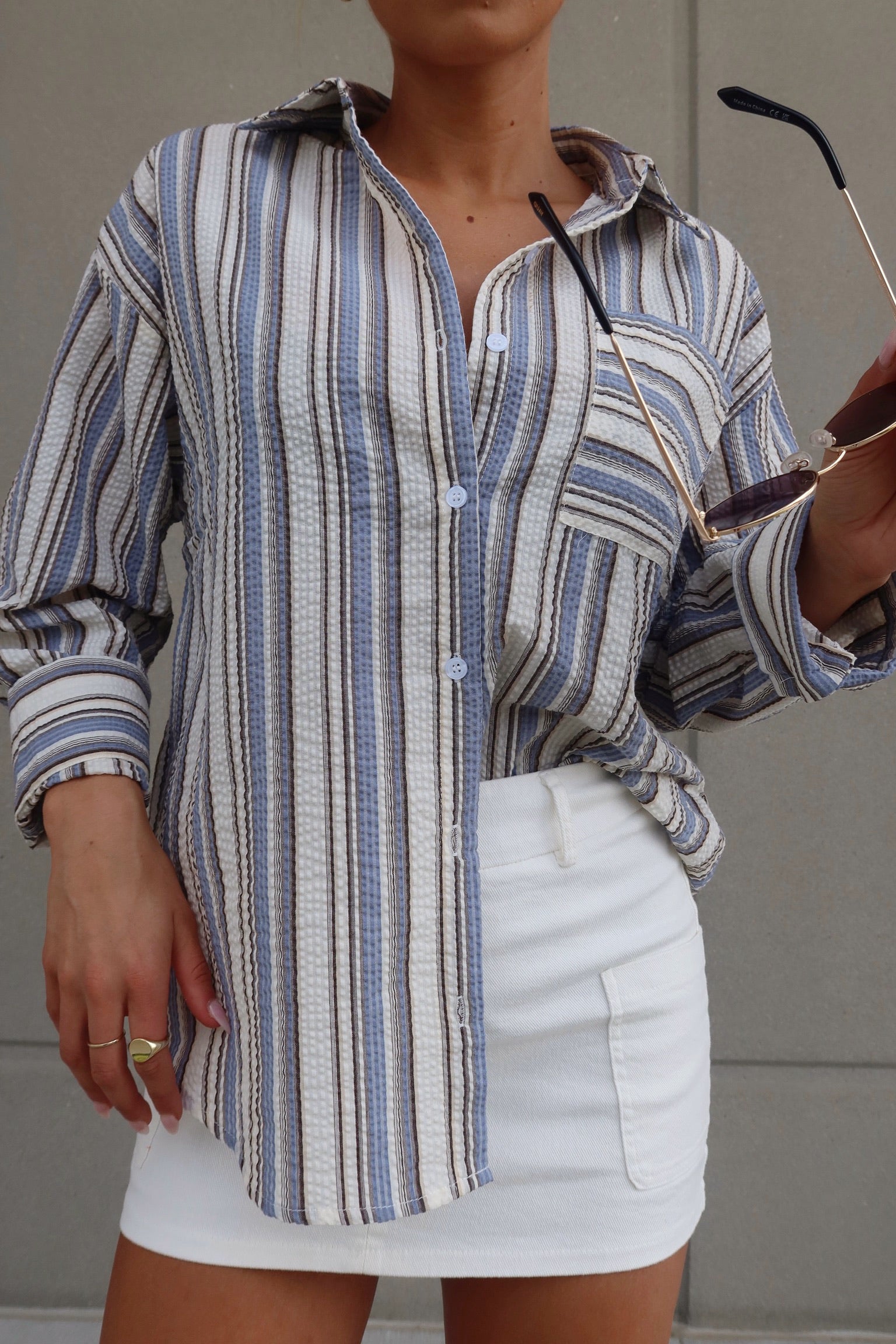 Steevie Multi-Striped Button-Down Shirt