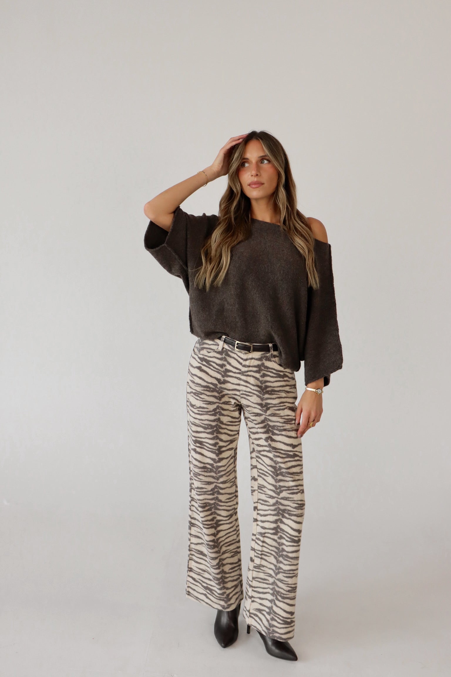 Tiger Print Barrel Jean