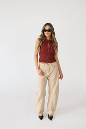 Jovie Burgundy Denim Top