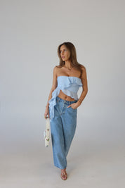 Zoey Strapless Top in Baby Blue