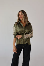 Nevaeh Olive Satin Short Set