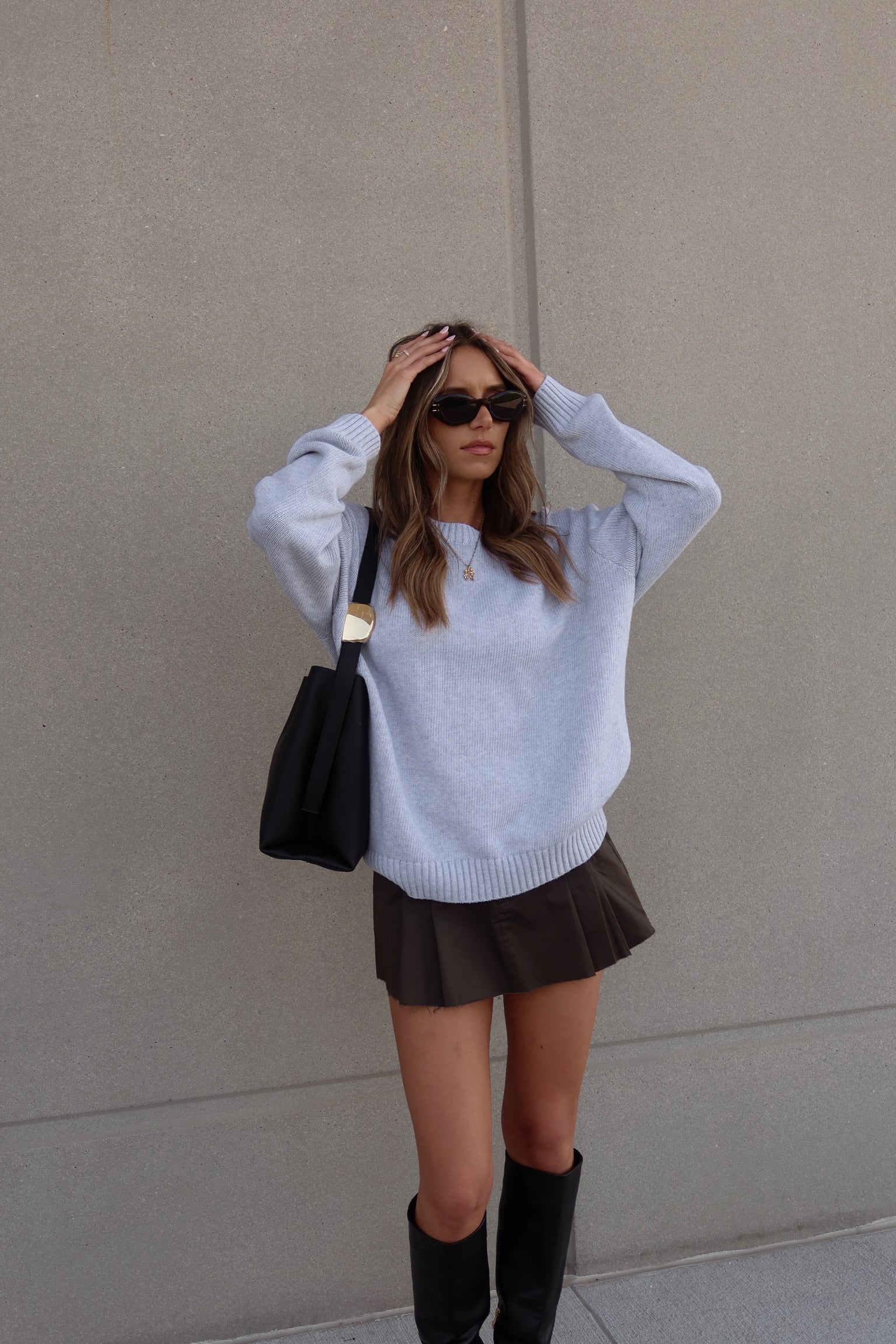 Lenny Grey Cotton Relaxed Sweater