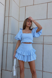 Zoe Puff Sleeve Crop Top And Skirt Set