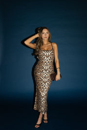 Leopard Print Sequin Midi Dress