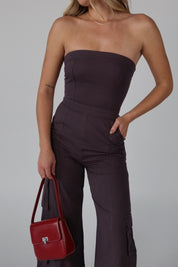 Cargo Tube Top Jumpsuit in Charcoal