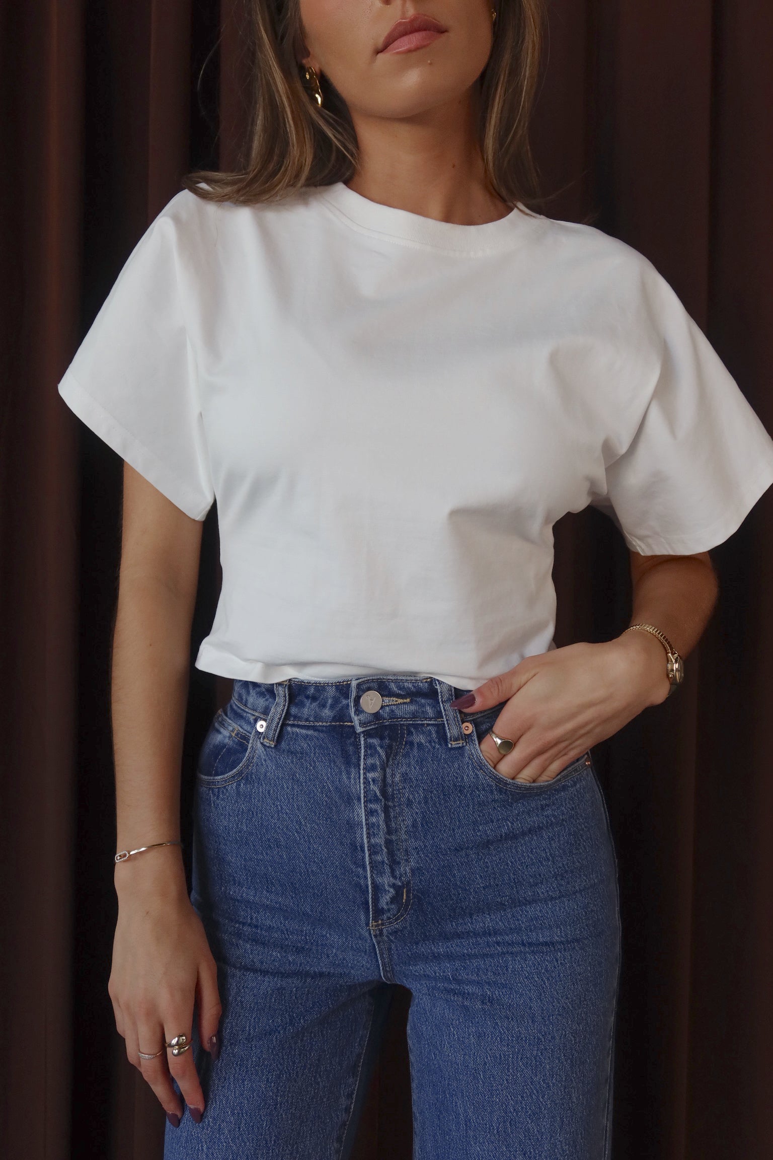 Wide Sleeve Cotton Top in White