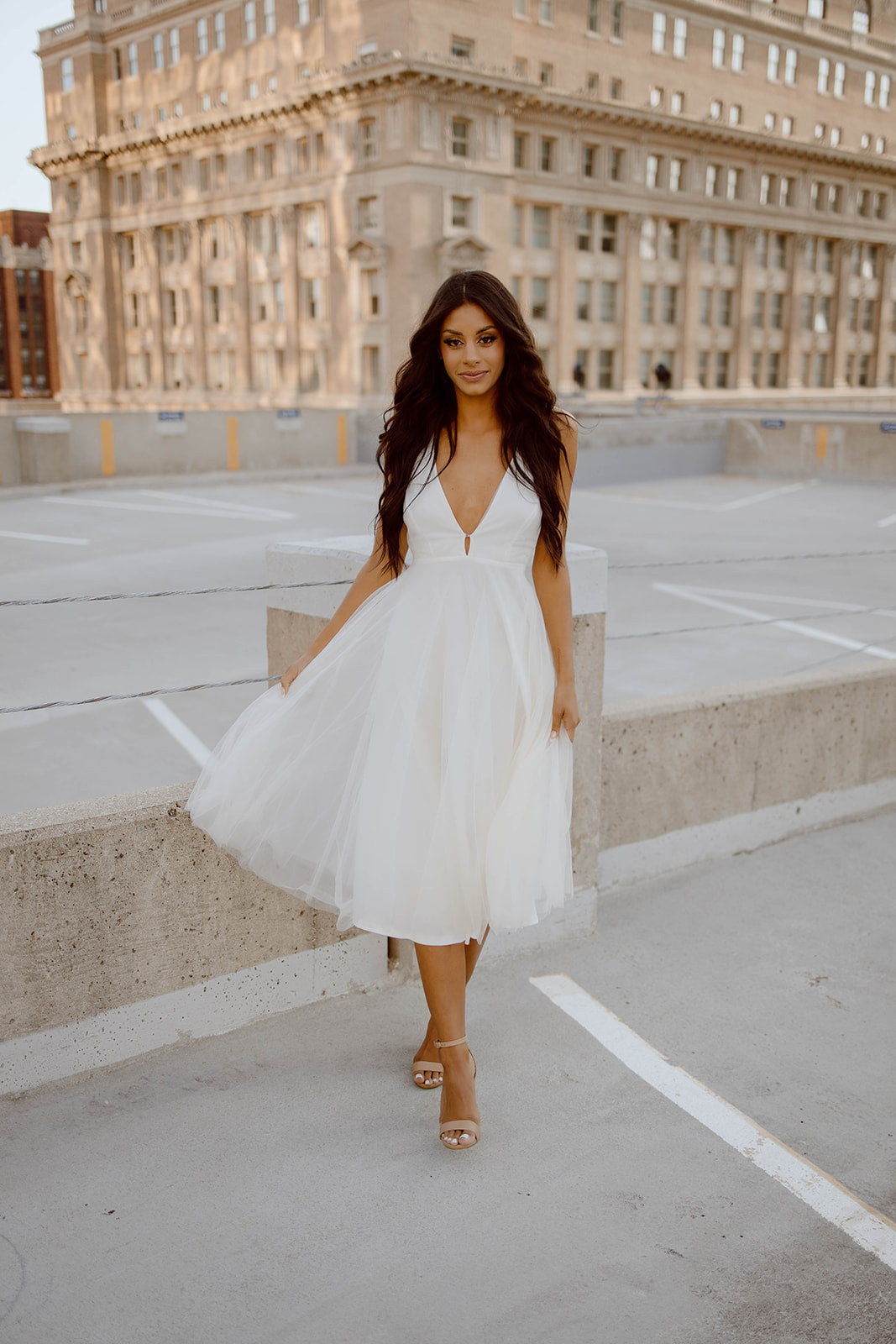 white organza midi dress Adele Off-The-Shoulder Organza Midi Dress | Made-To-Order