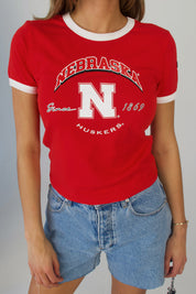 Nebraska Fitted Contrast Tee