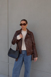 Brown Pleather Moto Jacket