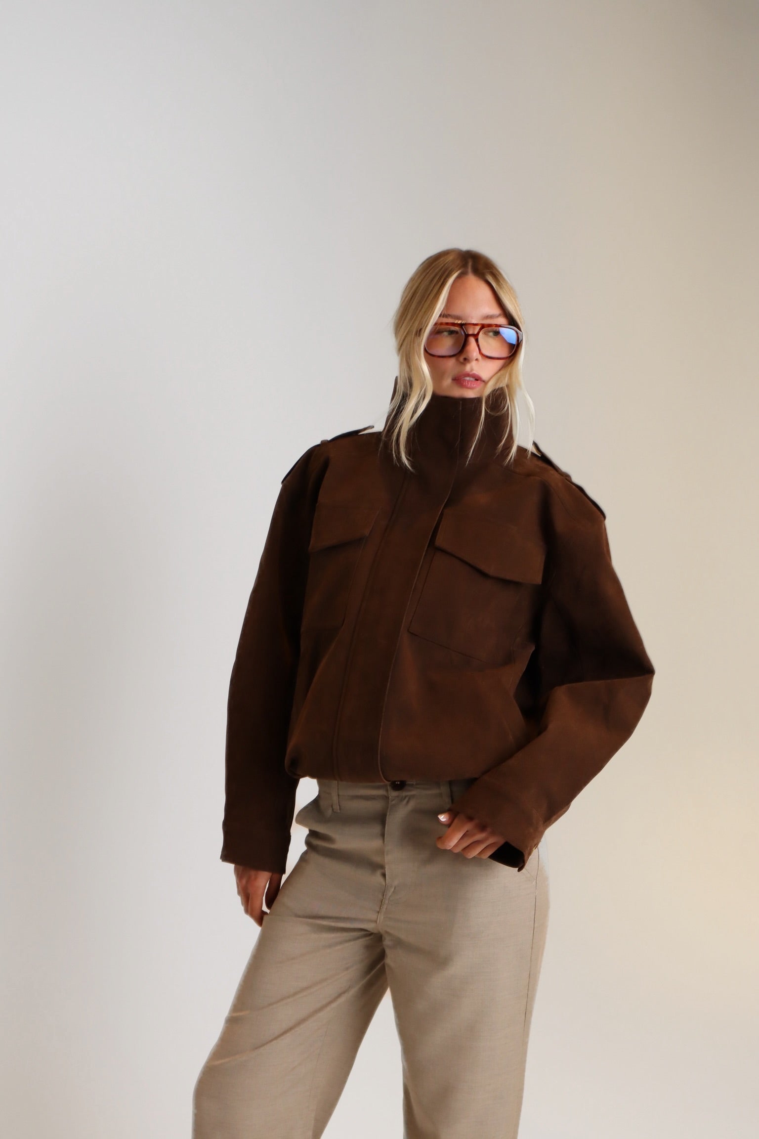Chocolate Suede Bomber