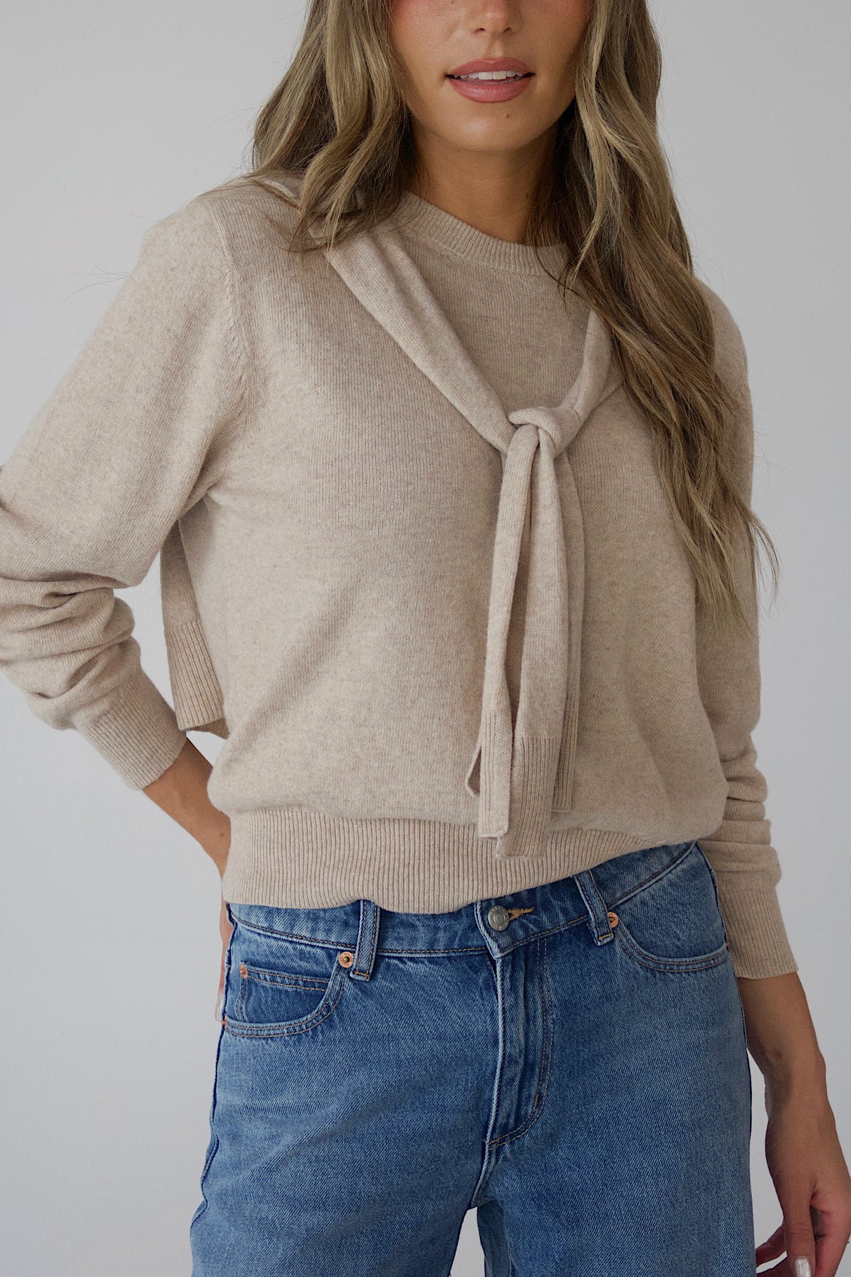 Tied Up Beige Sweater