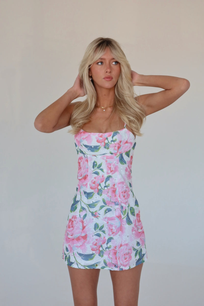 RESTOCKED :Hailey Floral Embroidered Mini Dress