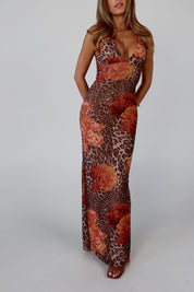 Layla Leopard Print Mesh Maxi Dress