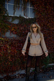 Brooklyn Structured Woven Cropped Blazer