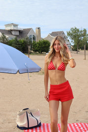 Red and White Contrast Polka Dot Bikini