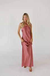 Arabella Satin Halter Maxi Dress