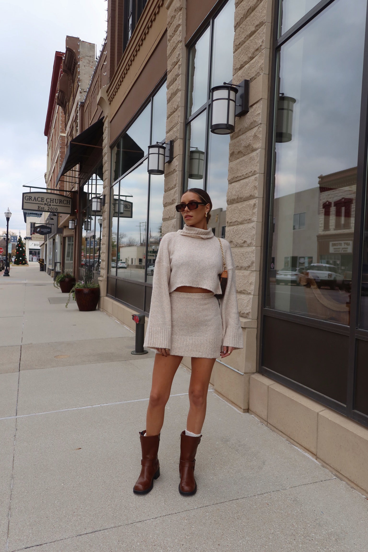 Arianna Cropped Turtleneck Knit Set