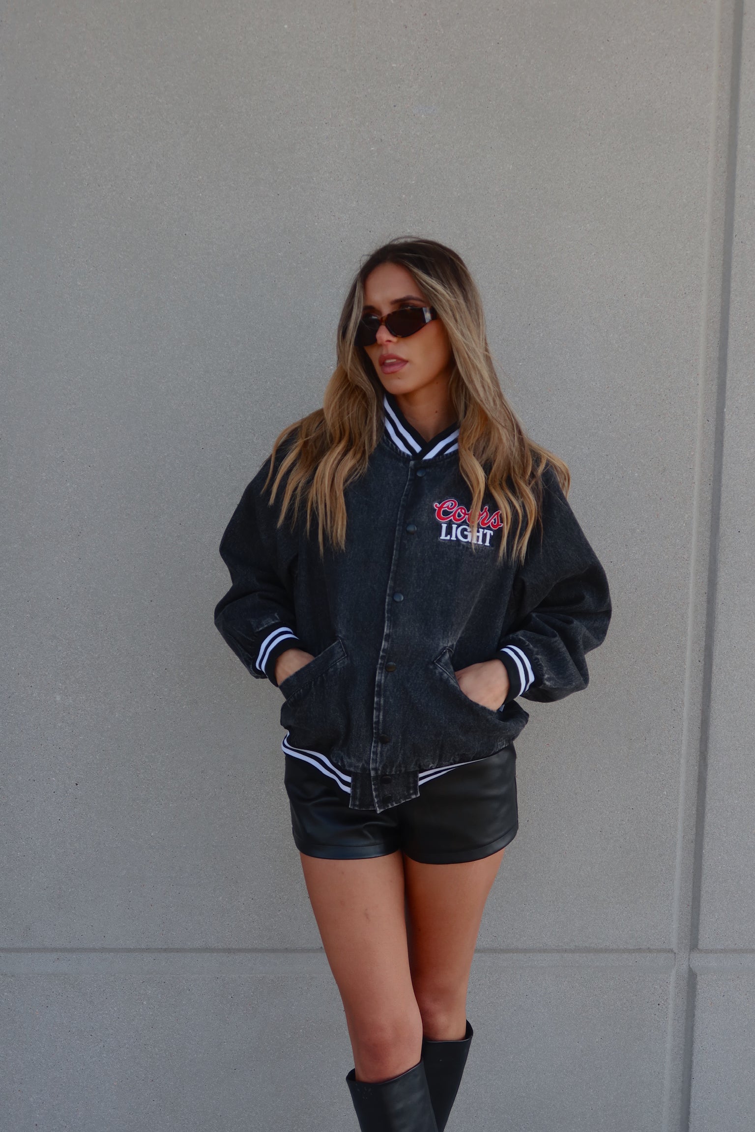 Coors Black Denim Bomber Jacket