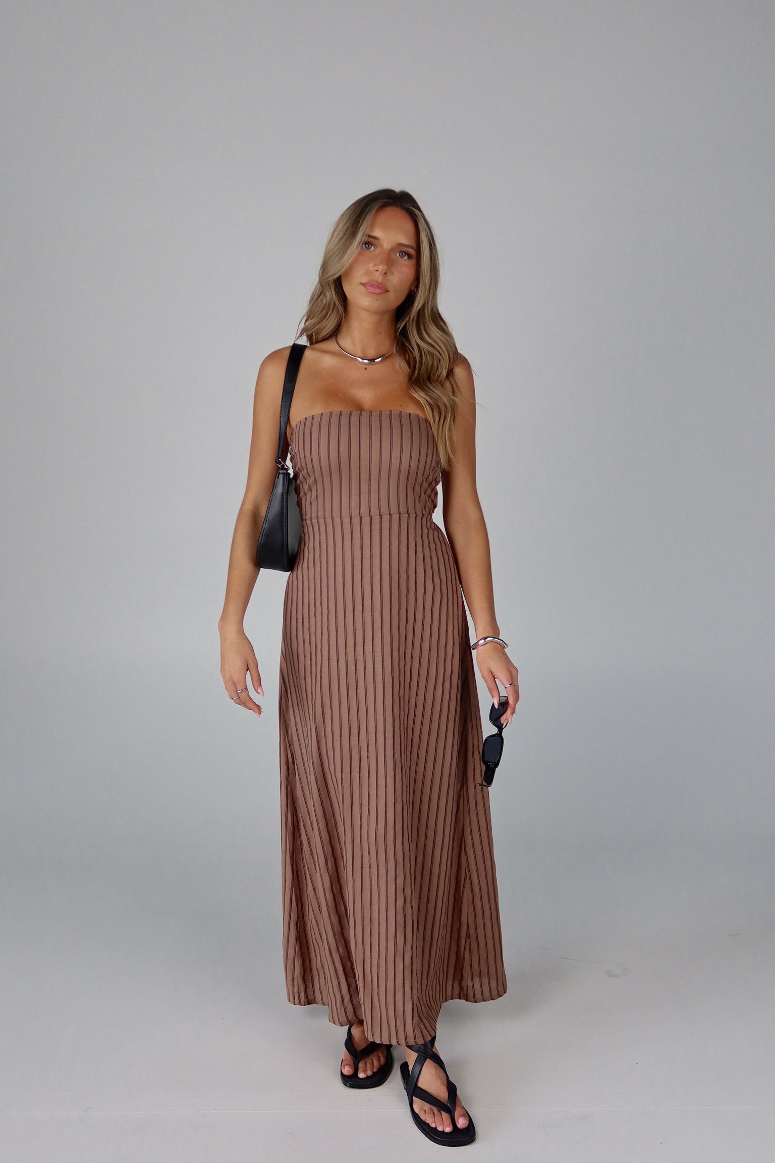 Maranda Strapless Linen Blend Maxi Dress