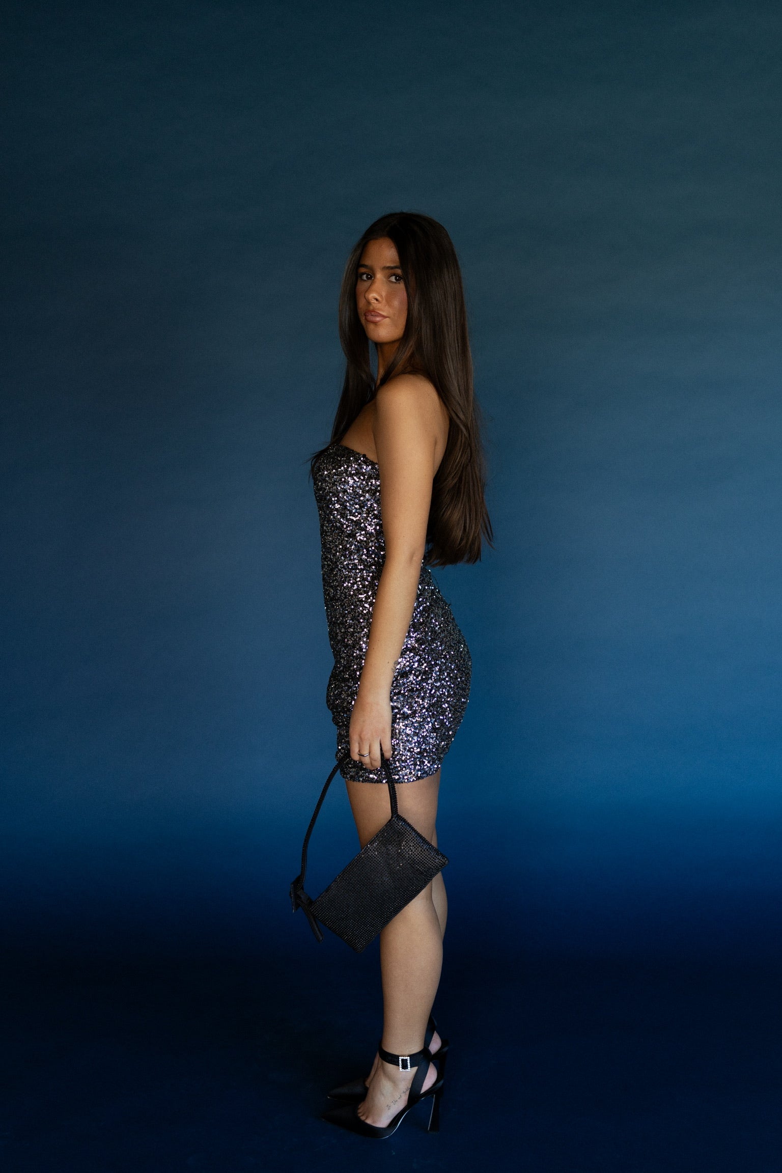 Black and Silver Strapless Sequin Mini Dress Madida Clothing Black and Silver Strapless Sequin Mini Dress Madida Clothing