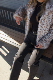 Snow Leopard Faux Fur Jacket