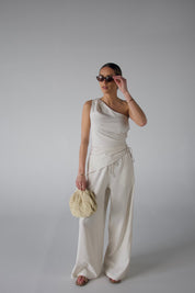 Inez Linen One Shoulder Top