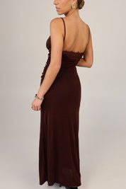 Mocha Ruched Maxi Dress