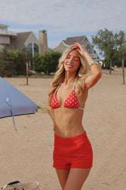 Red and White Contrast Polka Dot Bikini