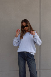 Lenny Grey Cotton Relaxed Sweater