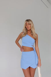 Halsee One Shoulder Top In Blue