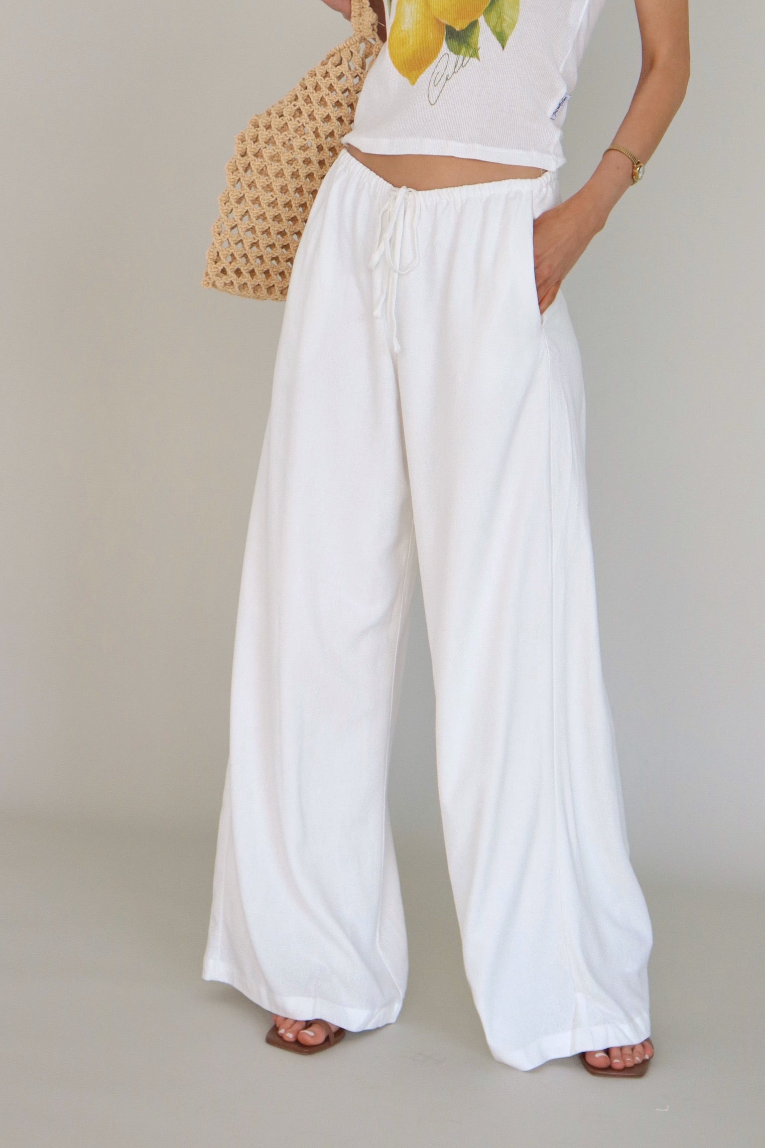 Inez Linen Pant in Ivory