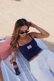 Navy Patchwork Flag Tank