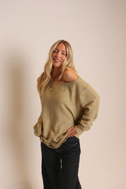 Sage Off The Shoulder Sweater