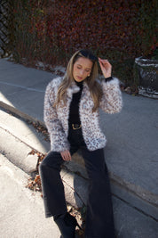 Snow Leopard Faux Fur Jacket