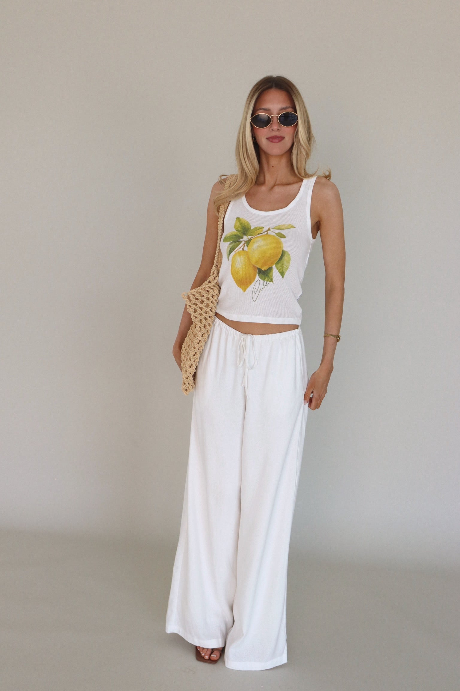 Fresh Lemoncello Rib Tank In White
