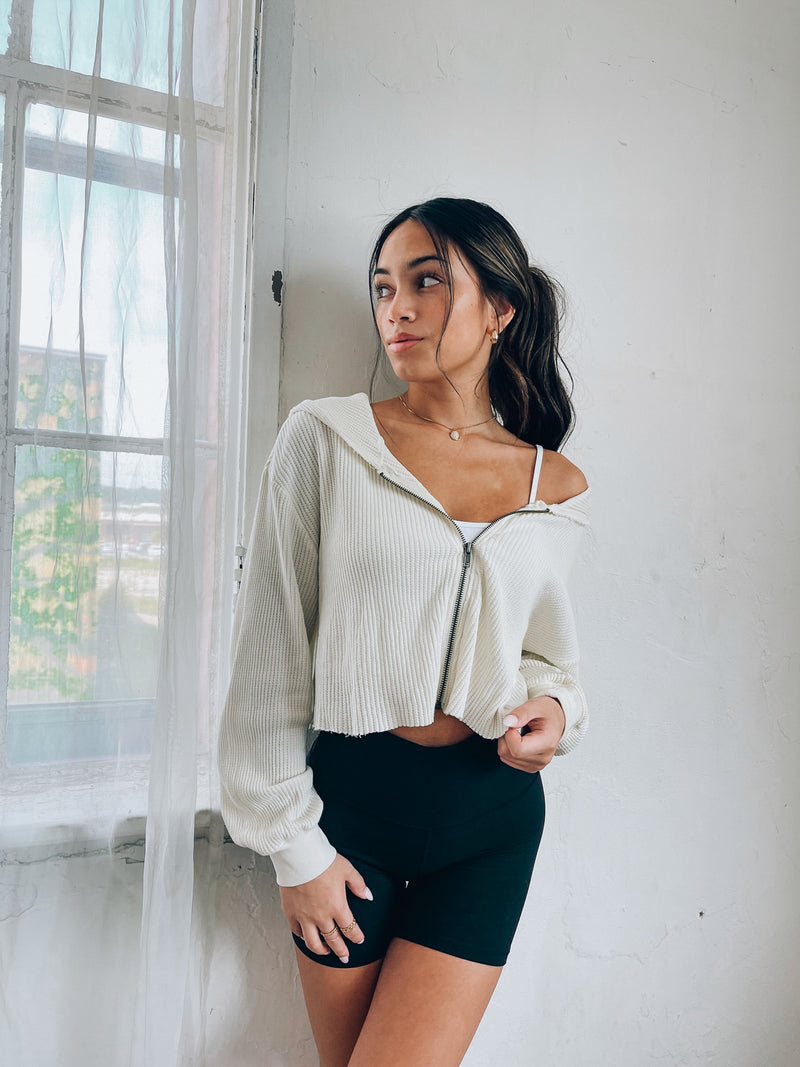 SALE :Charly Zip Up Crop Hoodie