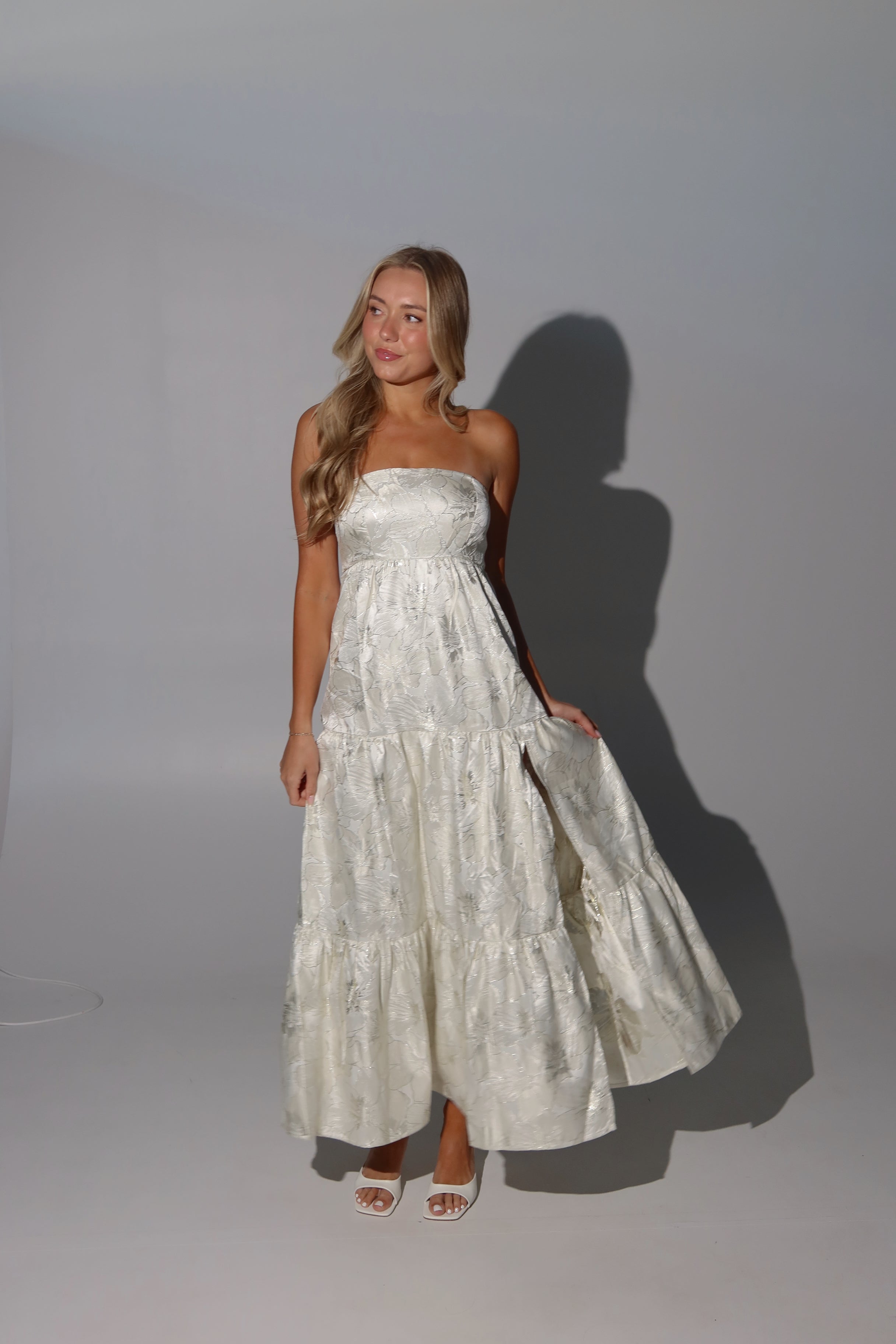 Novali Floral Embossed Maxi Dress