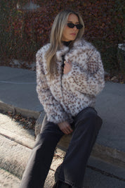 Snow Leopard Faux Fur Jacket