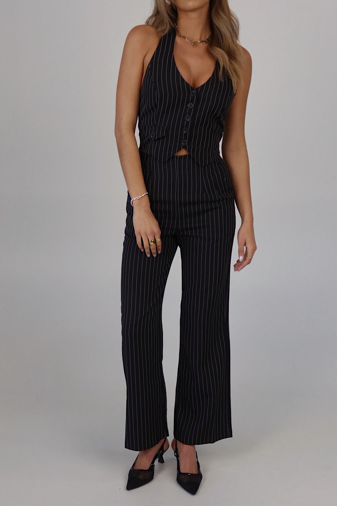 Pinstripe Halter Vest Top