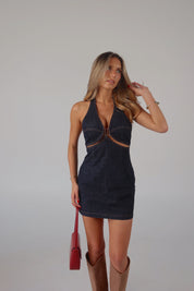 Denim Mini Dress with Cutout