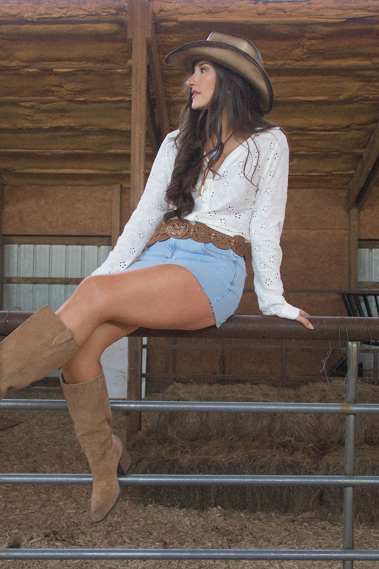 Skylar Eyelet Button-Up Top