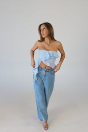 Zoey Strapless Top in Baby Blue